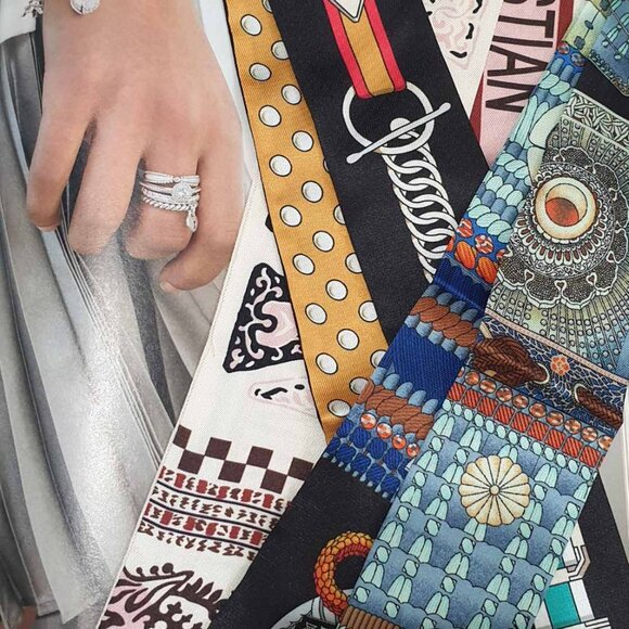 Skinny Scarf Fashion Women Wrap Hand Bag Accessory Hair Tie Luxe Trendy Gift - Picture 2 of 2